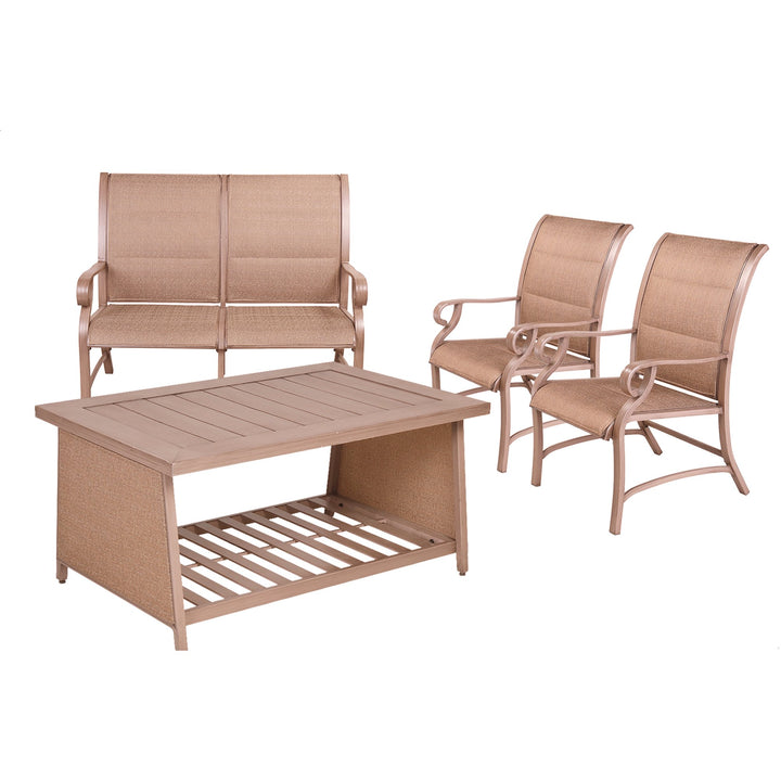 CARMEL Collection Patio Set (2 armchairs + 1 loveseat + 1 coffee table)