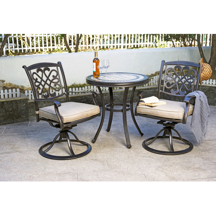 ALSACE-SUNDANCE Collection Patio Set (2 rocker chairs + 1 bistro table)