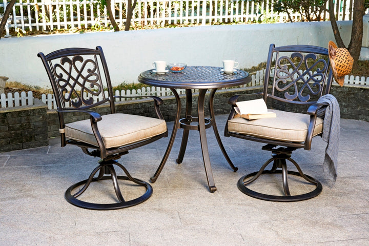 ALSACE-CHARBONO Collection Patio Set  (2 rocker chairs + 1 bistro table)